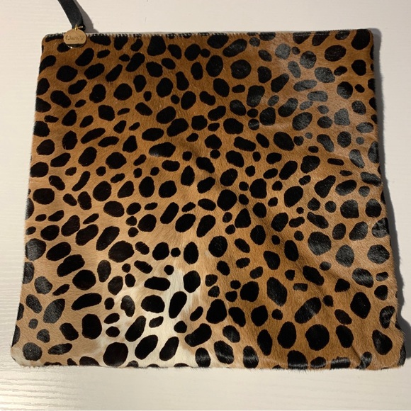 Clare V Handbags - Clare V. Tan Leopard  Calf Hair Fold Over Clutch Purse Bag  11.5 x11 In